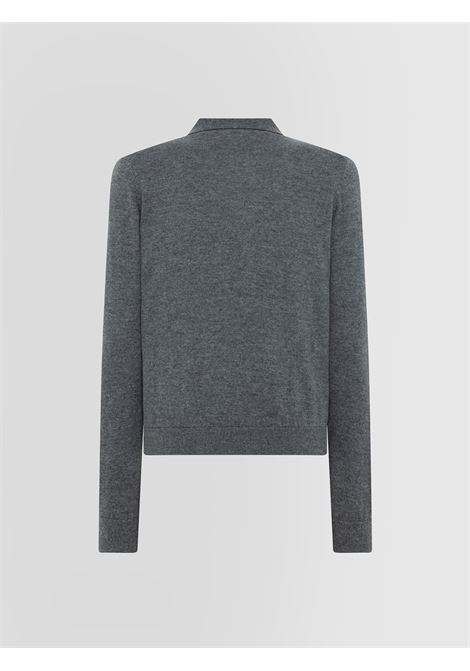 Long Sleeve Polo in Extrafine Geelong Wool with Covered Buttons - Alpha Studio ALPHA STUDIO |  | AD-41522005